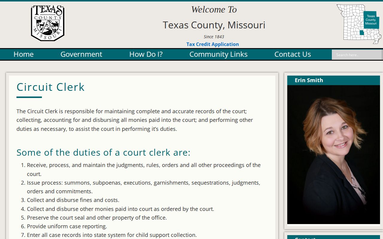 Texas County Circuit Clerk arrest case and court record route