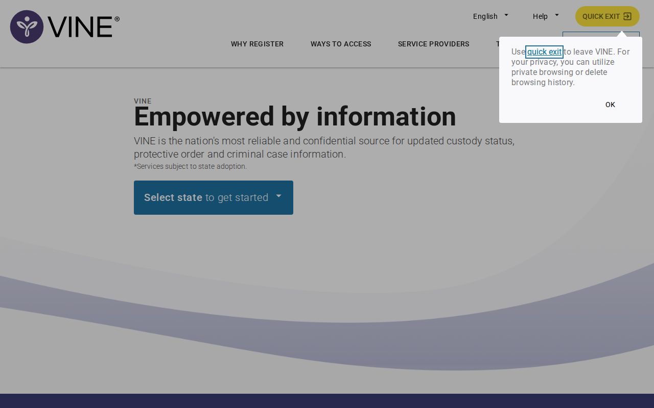 VINELink Missouri custody search selection interface