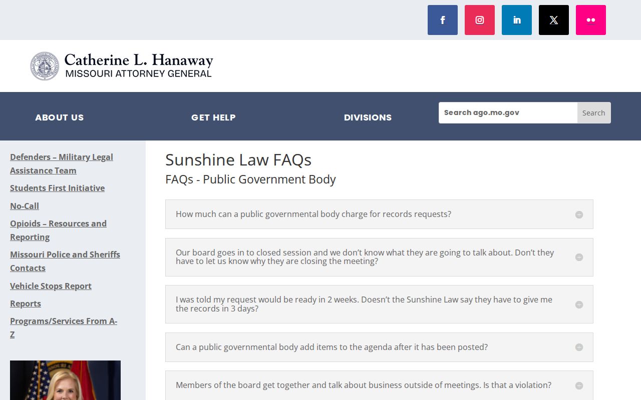 Missouri Sunshine request rules for Texas County arrest records